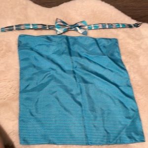 Men bow tie and silk pocket square